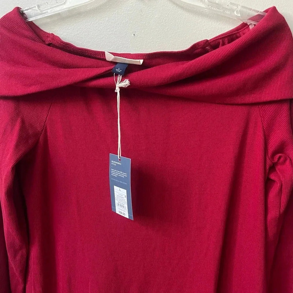 Universal Thread Off The Shoulder Ribbed Midi Bodycon‎ Dress Large Ruby Red NWT - Picture 3 of 10